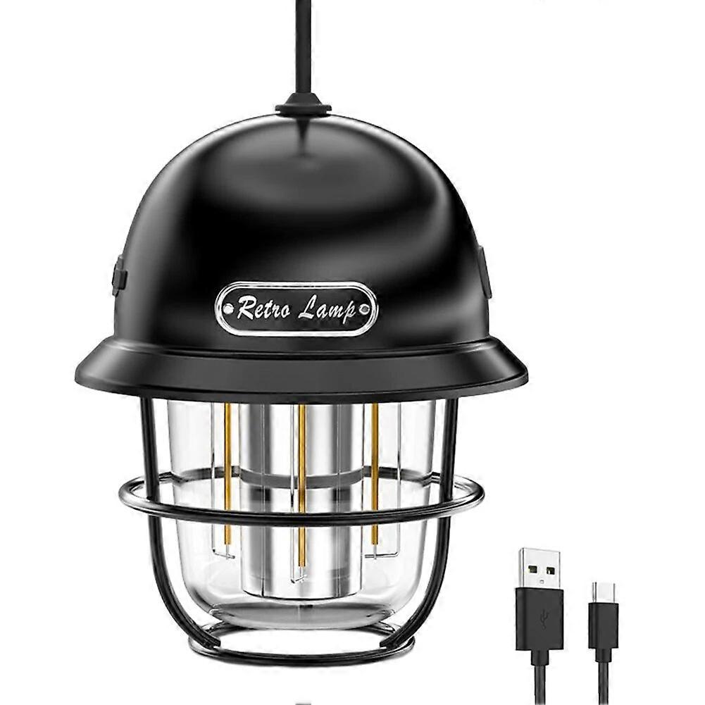 Vintage Metal Hanging Camping Lanterns 1800mAh Battery Powered Warm Light Led Camp Lantern Rechargeable Tent Light For Outdoor