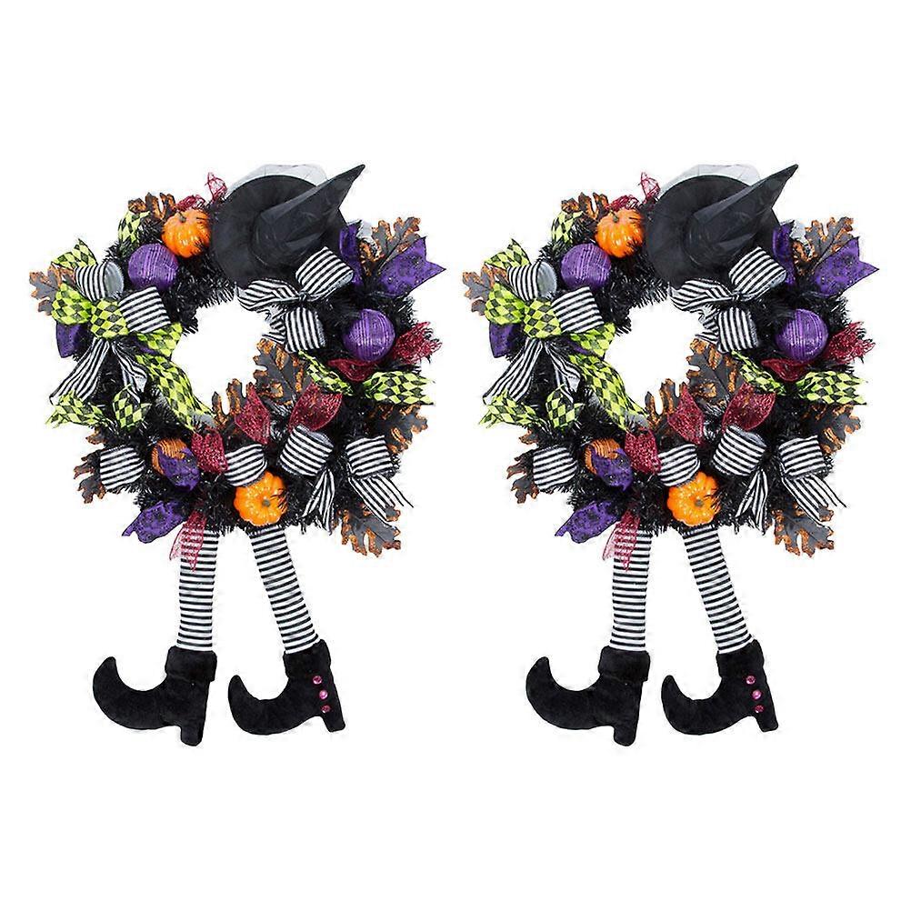 2 pz Halloween Ghirlanda Ghirlanda Strega con Cappello Gambe Casa Stregata Pendenti