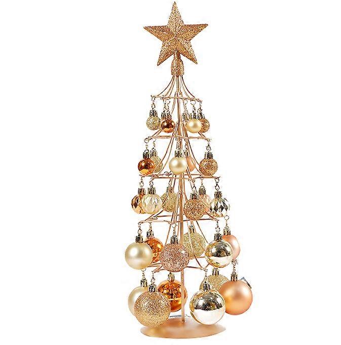 Tabletop Metal Tree Lamp Spiral Display Stand with Crystal Balls Christmas Ornament