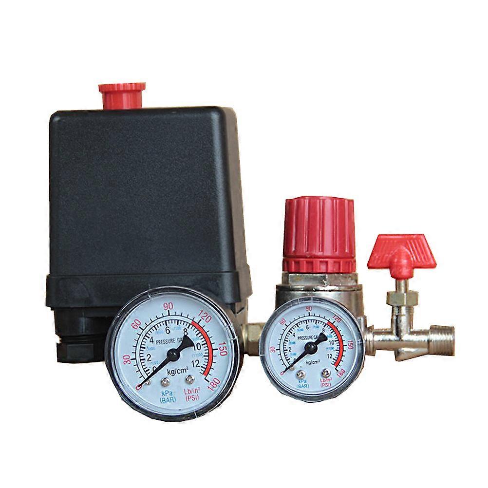 Professional 4 Holes Durable Air Compressor Pump Pressure Switch Control with Gauges Regulator
