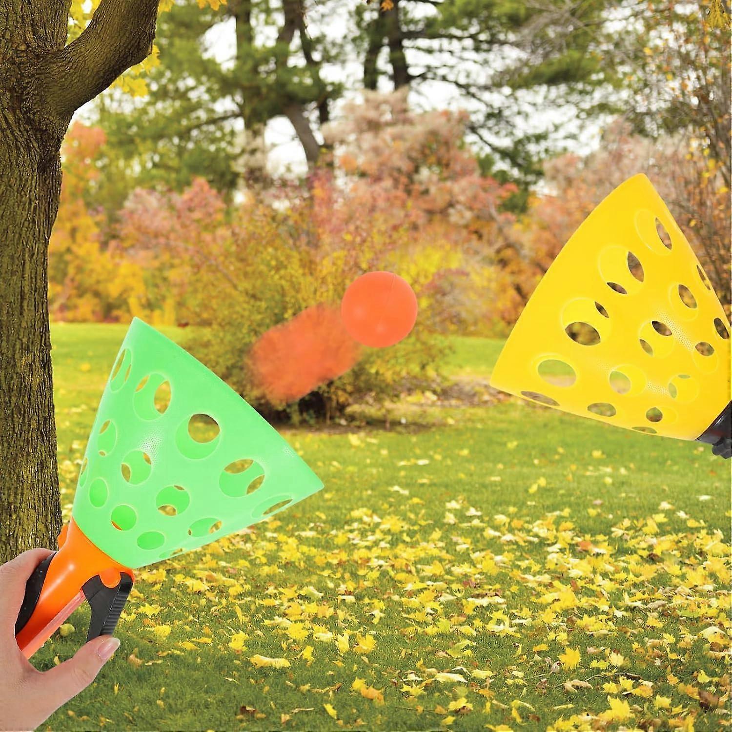 2pcs Plastic Catch Ball Game Launch And Catch The Ball Game Double Set toy