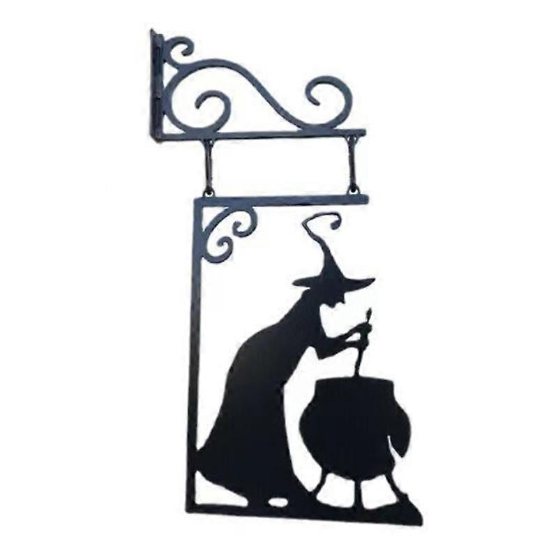 Halloween Pendant Wall Mounted Anti-corrosion Weather-proof Rustproof Heavy Duty Festival Decoration Metal Crafts Witch Boiler Black Silhouette Orname