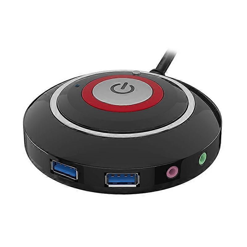 Desktop Switch Multi-function Interface Dual USB Audio Anti-theft Big Button Sensitive PC Reset with Extension Cord Desktop PC Power Button Switch for