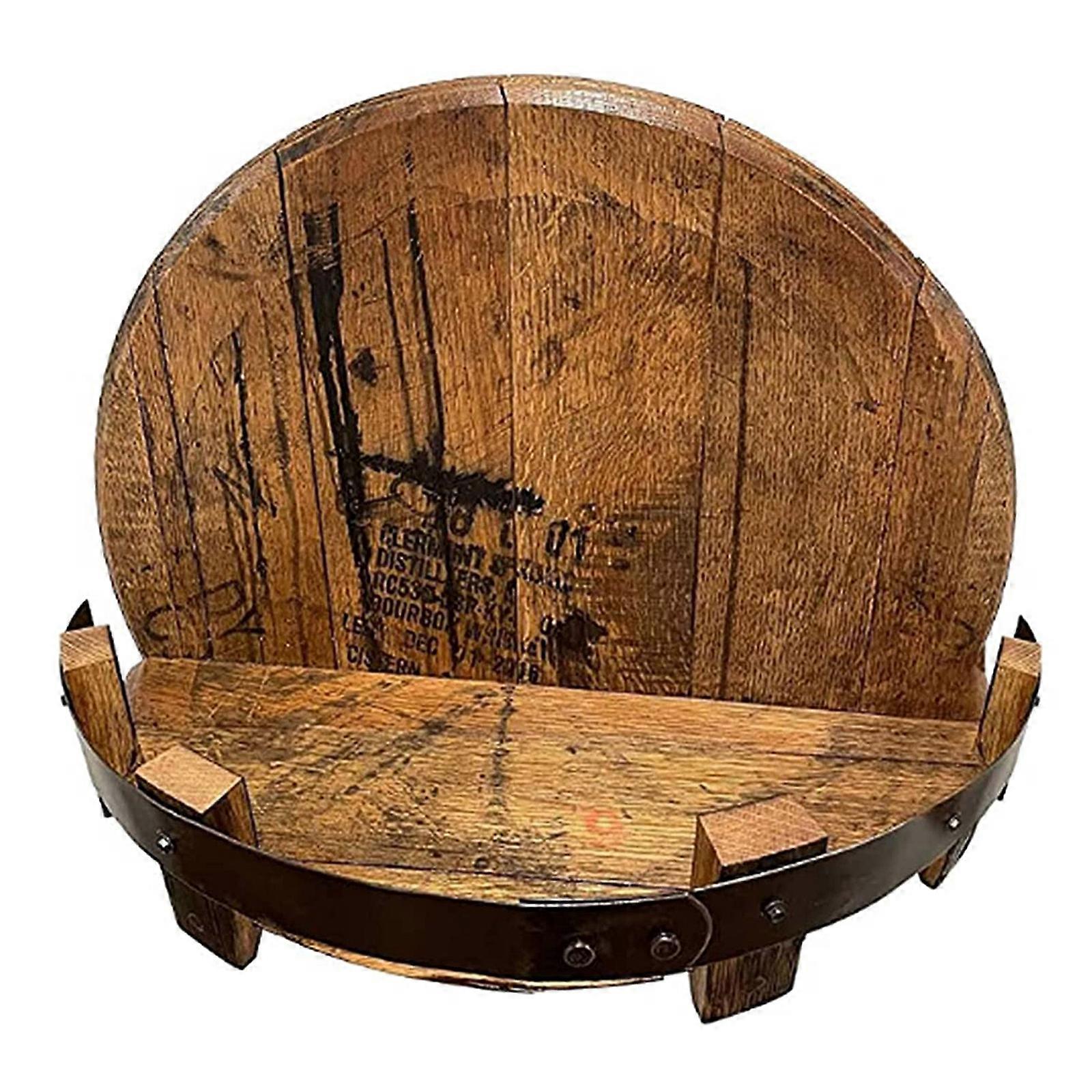 Whiskey Bourbon Barrel Head Wall Mounted Shelf for Displaying Collection