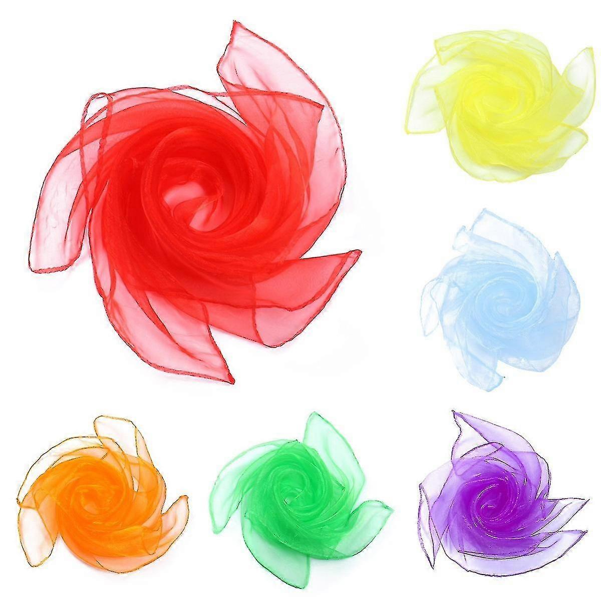 6pcs Dance Scarves Solid Color Small Scarf Variety Performance Square Handkerchief