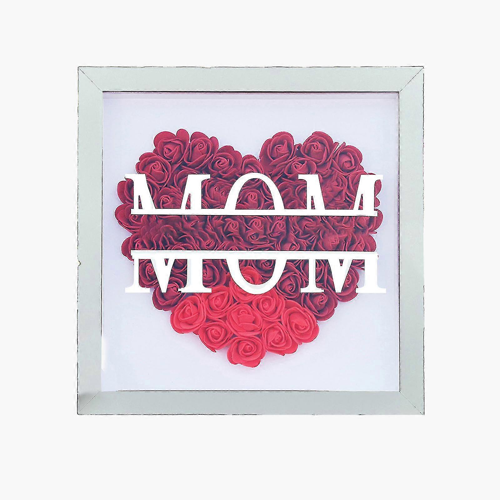 Anyák napi virág ajándék - Ajándék anyának Virágos árnyékdoboz fali művészet Rose 3d pillangó fal Dcor keretes fali művészet születésnapi ajándék