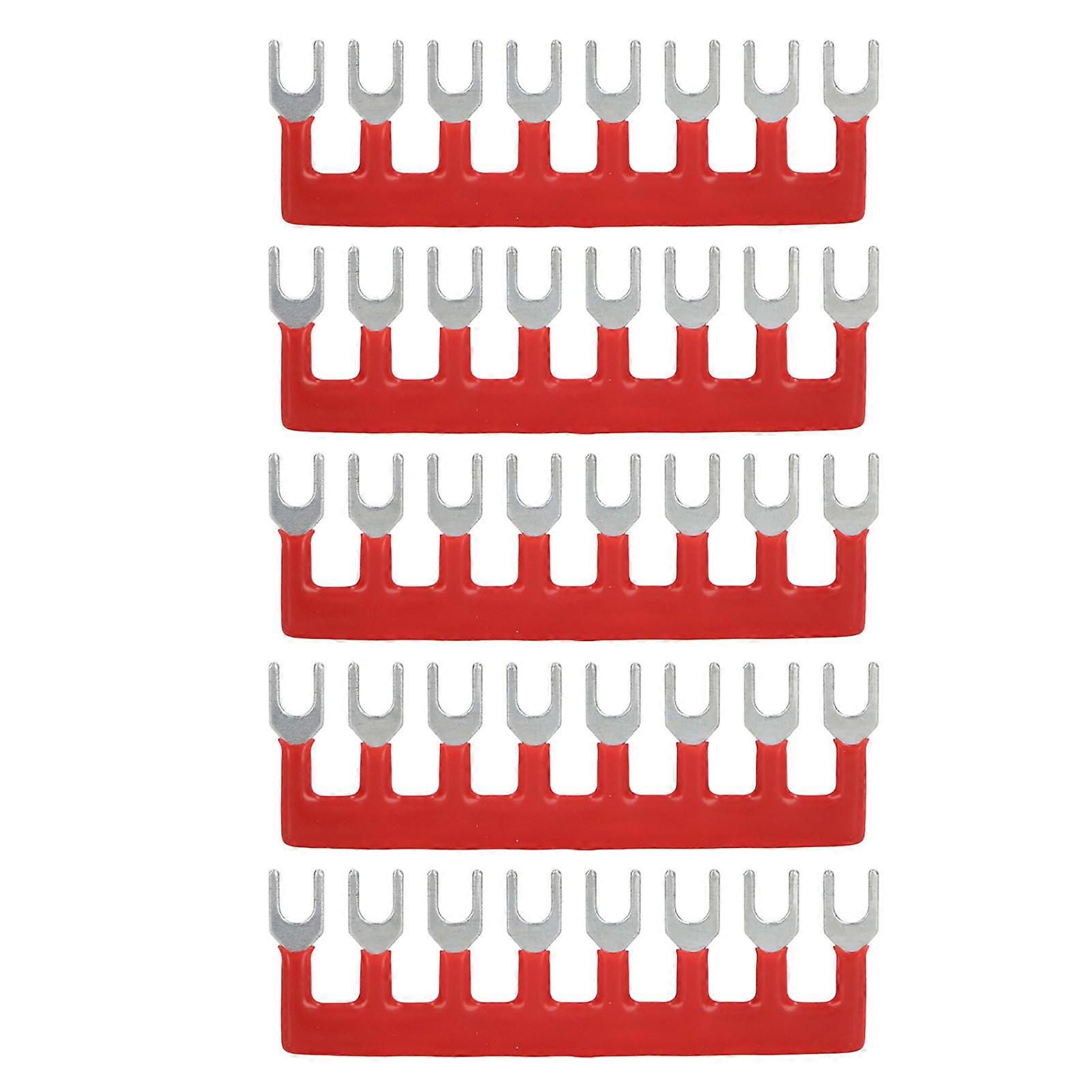 10Pcs Terminal Strip Red Fork Type 400V 15A Red Copper Flame Retardant Terminal Blocks for Appliance Industry Power TB 1508