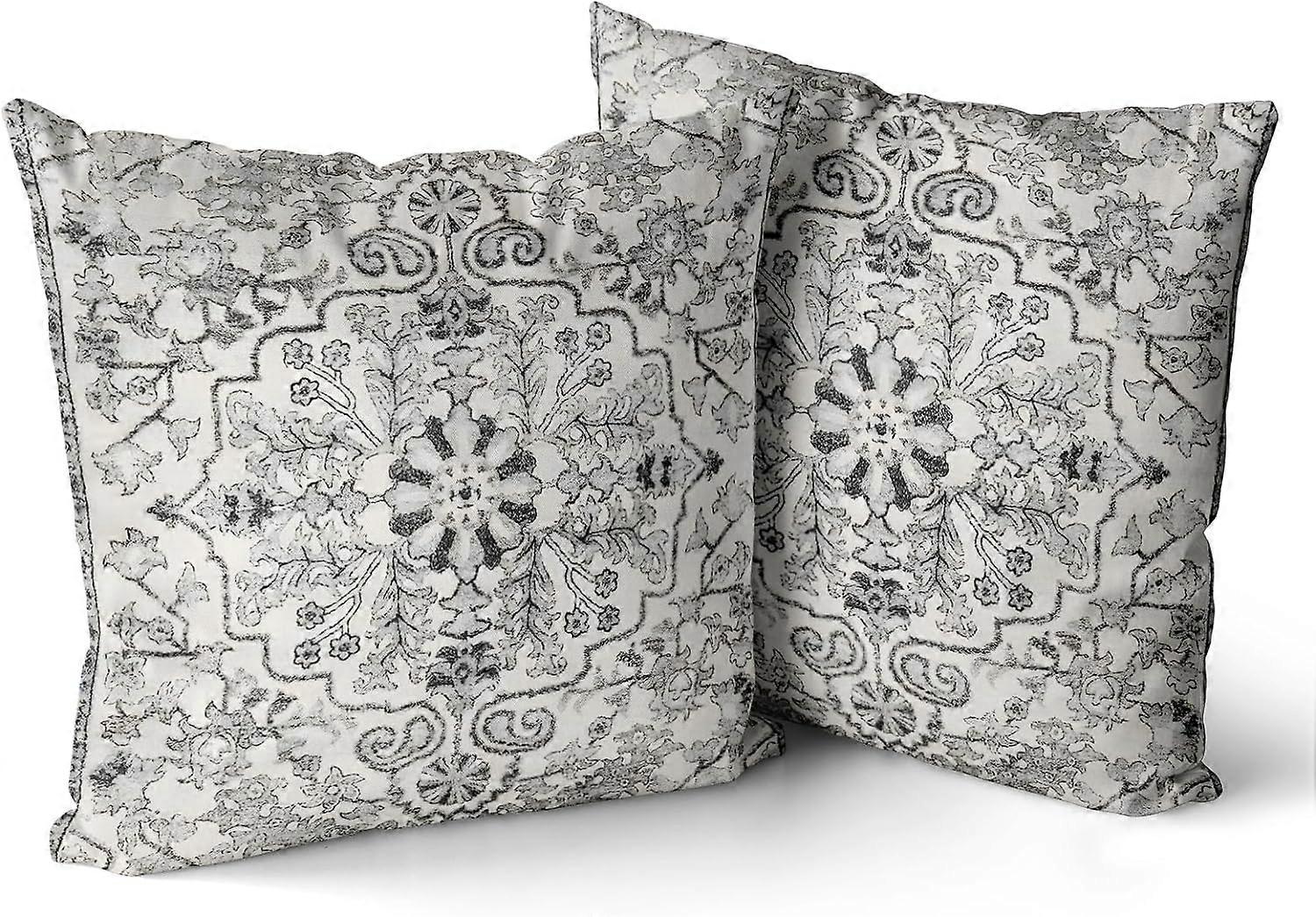 Set of 2 Carpet Pattern Boho Style Ethnic Design Decorative Polyester Throw Waist Pillow Case Cushion Cover Pillowcase 20x20 Inches Boho 7