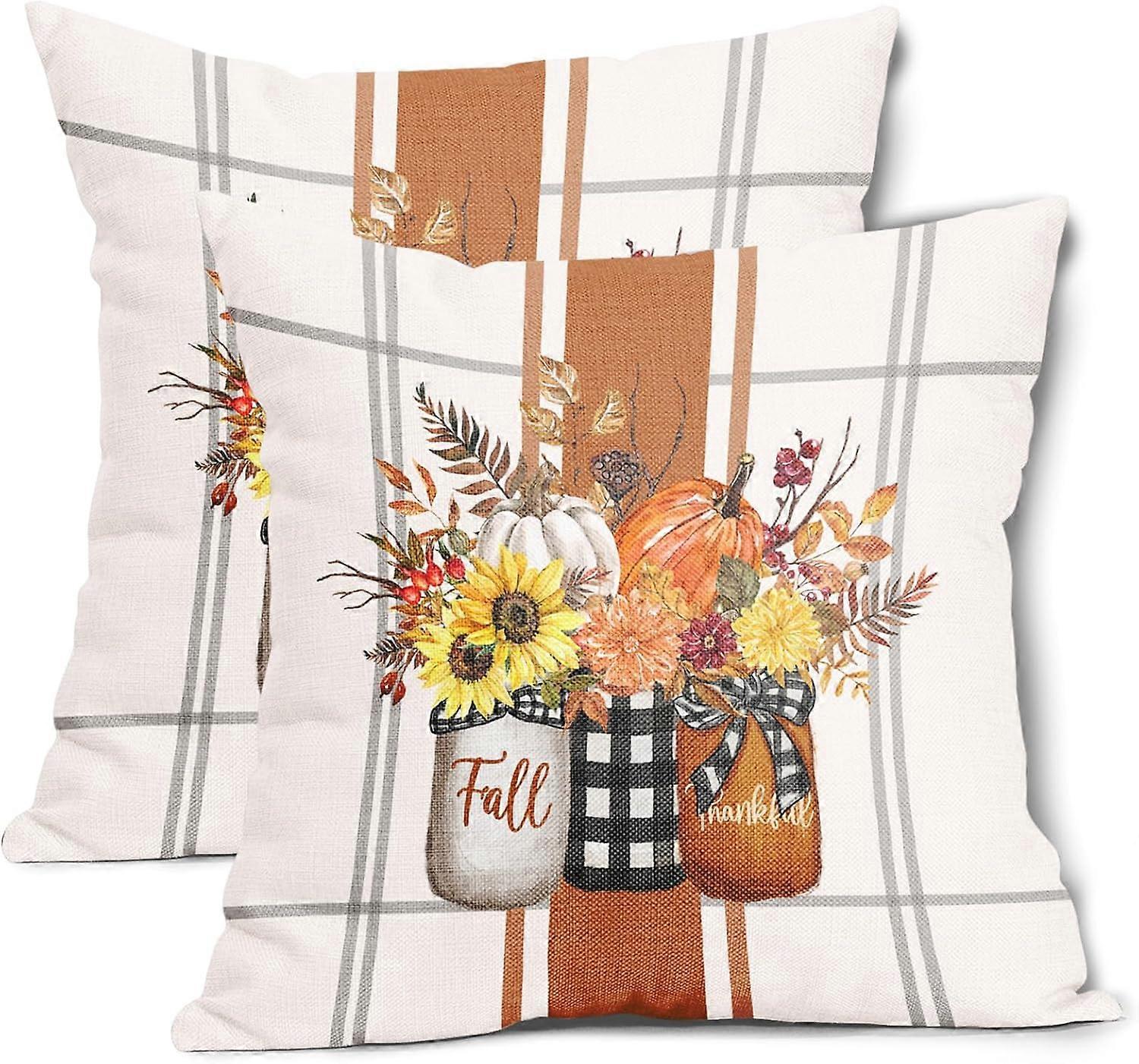 سقوط وسادة يغطي 16x16 بوصة القرع عباد الشمس القطن الكتان الزخرفية رمي وسادة القضية ميسون جرة شاكر غطاء وسادة مجموعة من 2 لأريكة غرفة النوم 