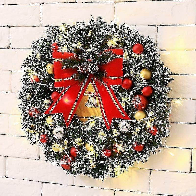Couronne de Noël lumineuse, décorations de porte d'entrée - JA