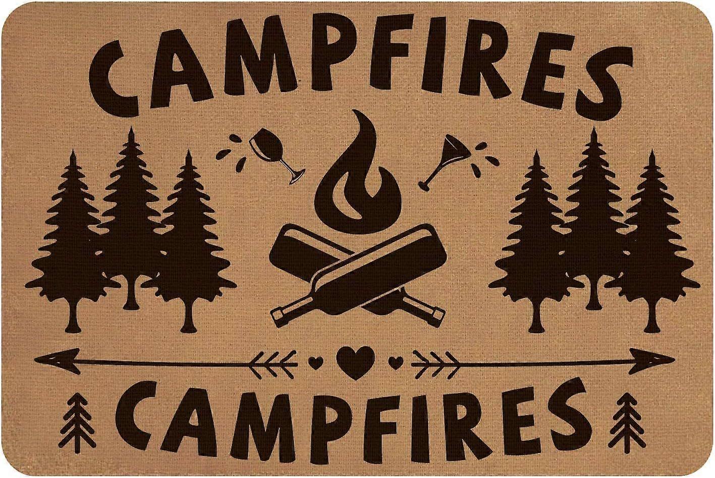 Linen and Rubber Ground Mat Rectangle with Word CAMPFIRES Peru Word 40x60cm