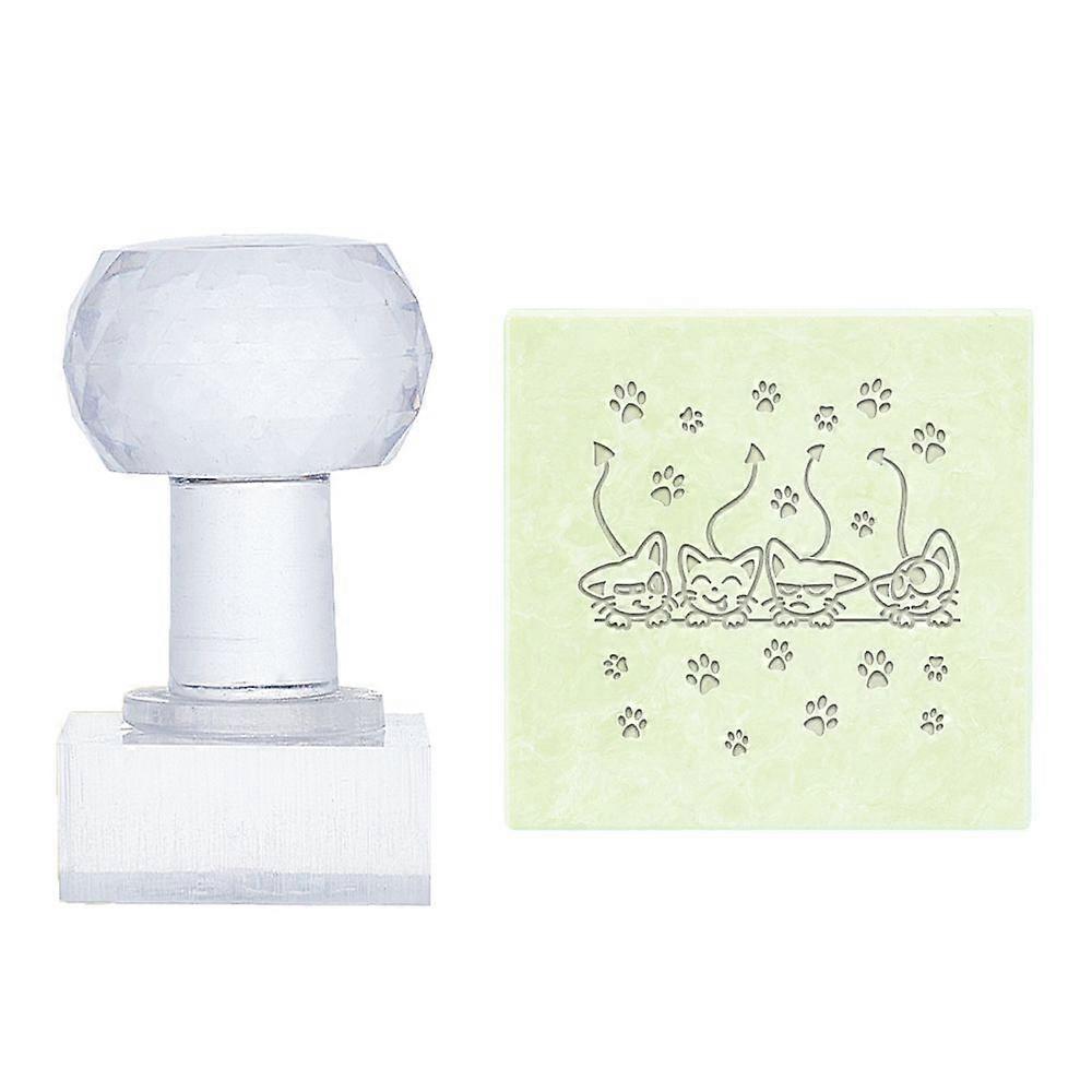 Plastic Stamps DIY Soap Molds Supplies Square Cat Pattern 38x38mm