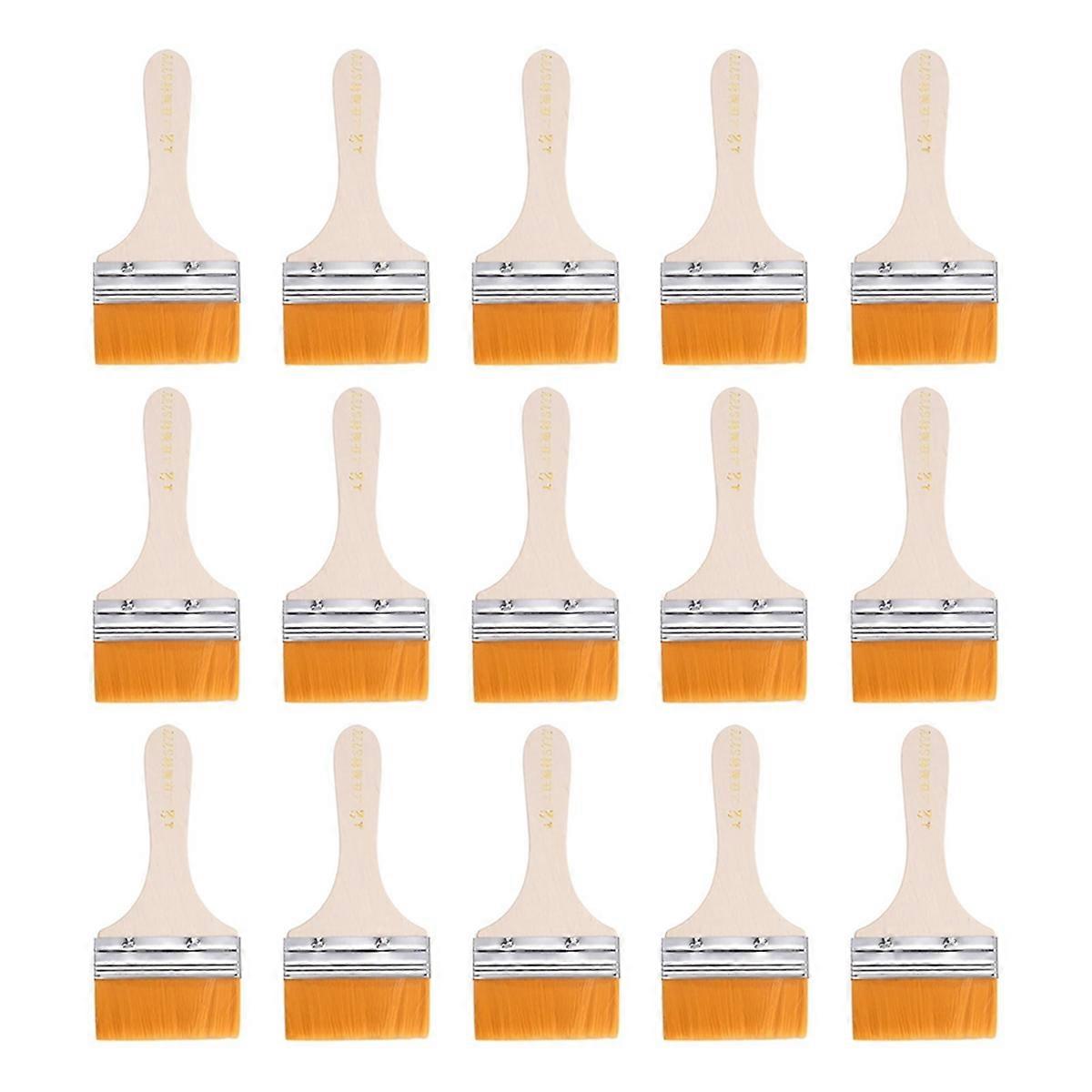 15pcs Paint Brushes Paint Brush Nylon Flat Wall Paint Brush Soft Bristle with Wood Handle for Paint