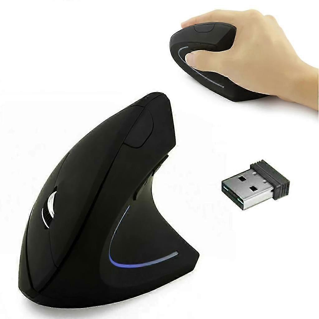 Wireless Mouse, Suitable For Notebooks, Pcs, Vertical Wireless Computer Mice, Adjustable Via Usb Receiver, Black