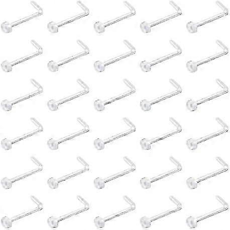 18G Clear Nose Ring Retainer L Shape Nose Rings Studs Piercing Jewelry Flat Simple and Sophisticated Design