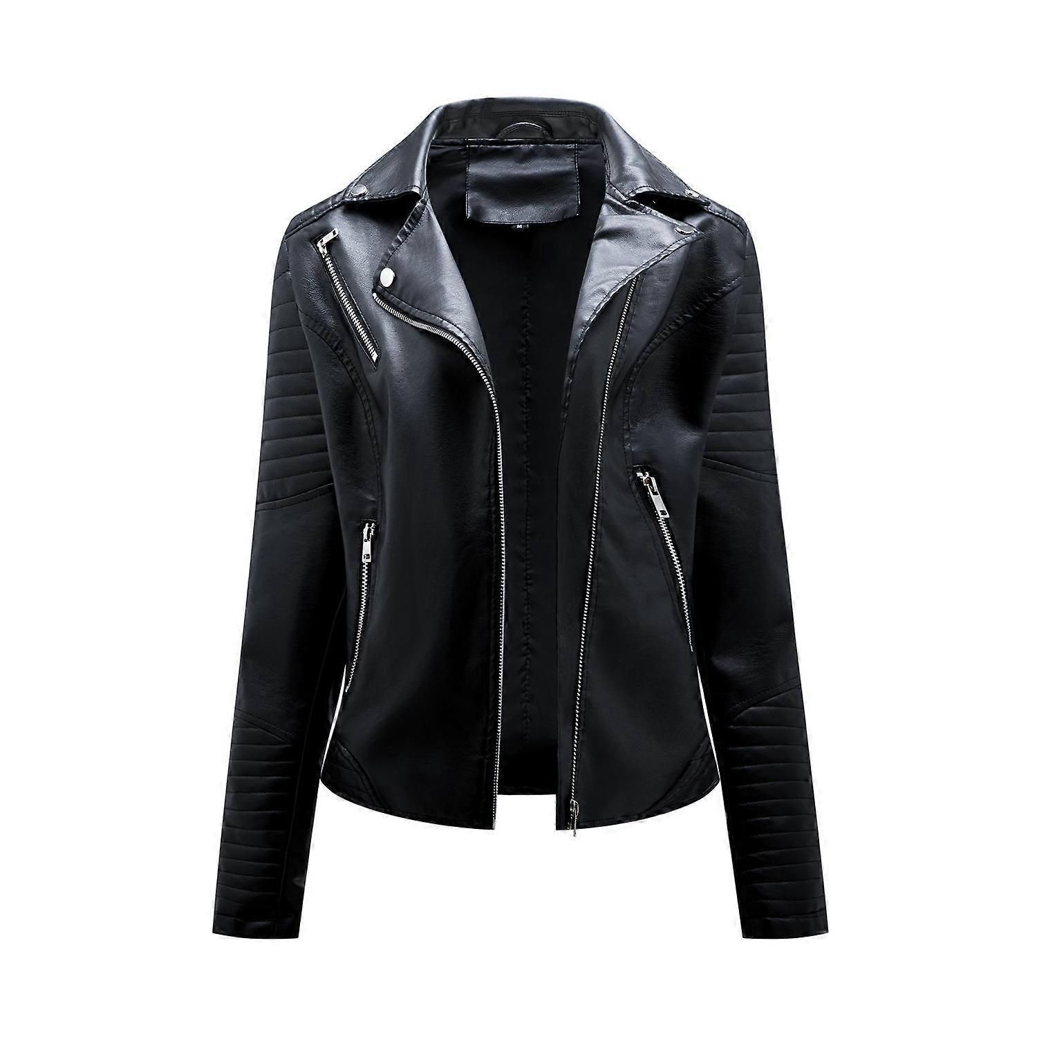 Spring and Autumn Short Leather Jacket Women Slim Lapel Biker Clothing Oblique Zipper Jacket Women Coat