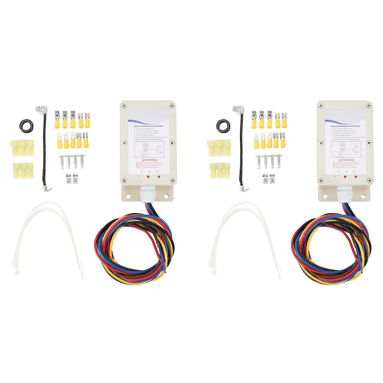 2PCS Soft Start for RV Air Conditioner Easy Start with Small Generator Water Resistant SSRV3T RV AC Soft Start Kit for Trailer Motorhome MK2127