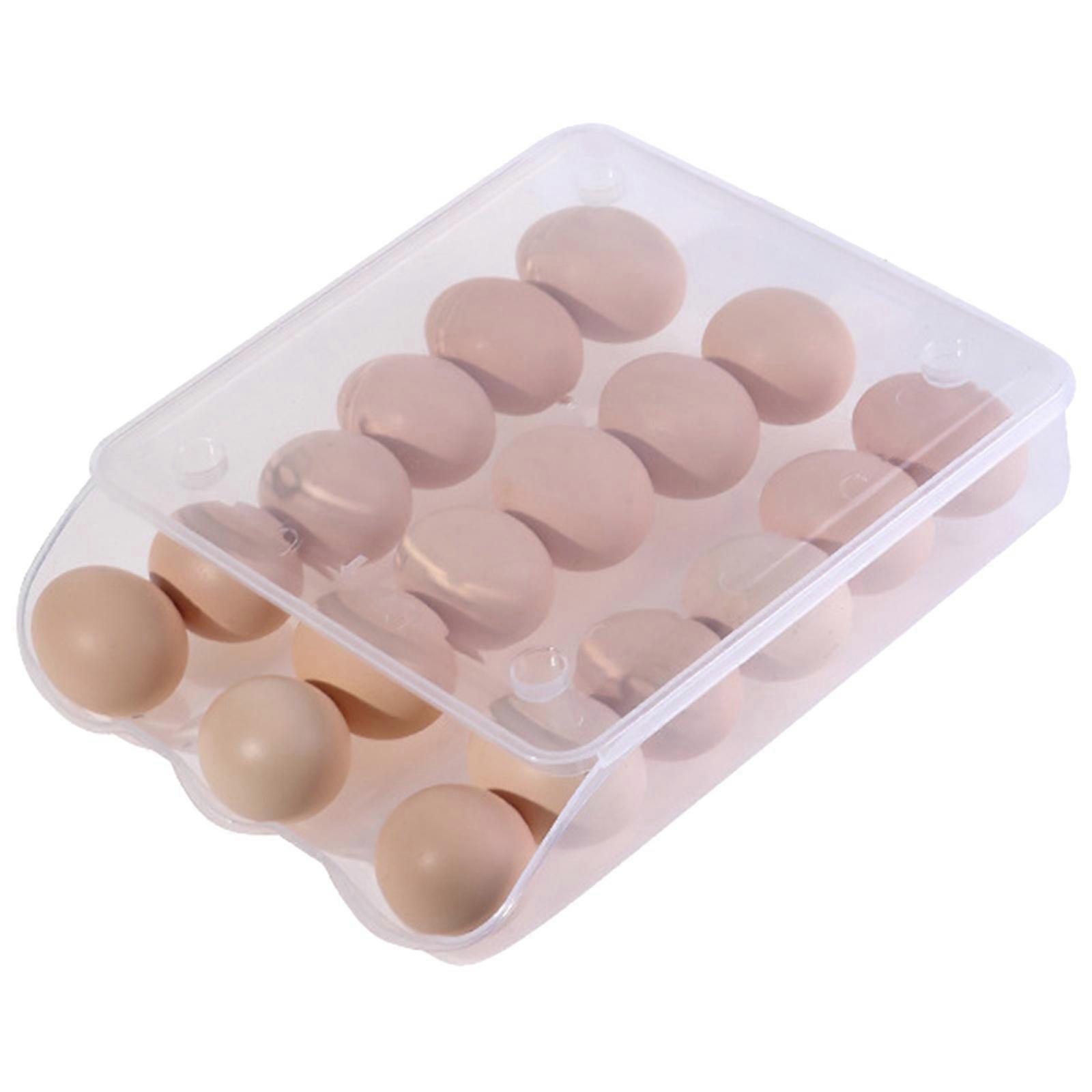 Eggs Holder Automatically Rolling Eggs Storage Container for Refrigerator Large Capacity Organizer Plastic Dispenser  Clear