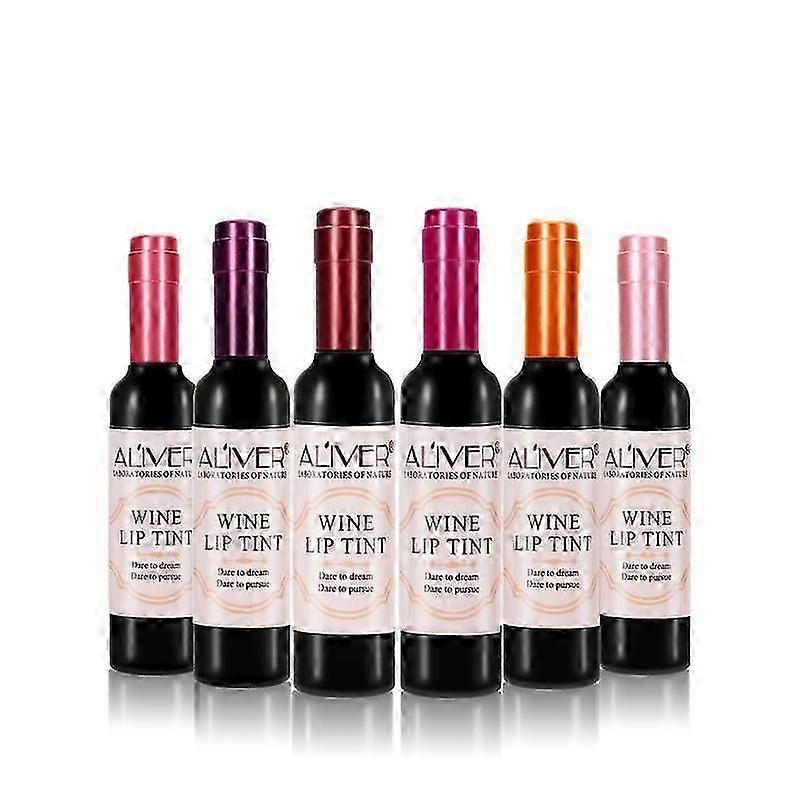 6 Farben Lipgloss Set, Wein Lip Tint, Wein Lippenstift, Matt Lang Anhaltend Wasserdicht Lip Tint Set Lip Stain
