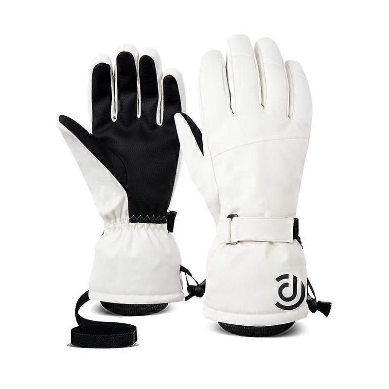 Motorcycle Gloves Winter Warm Touch Screen Waterproof Windproof Protective Clothing (L,white)