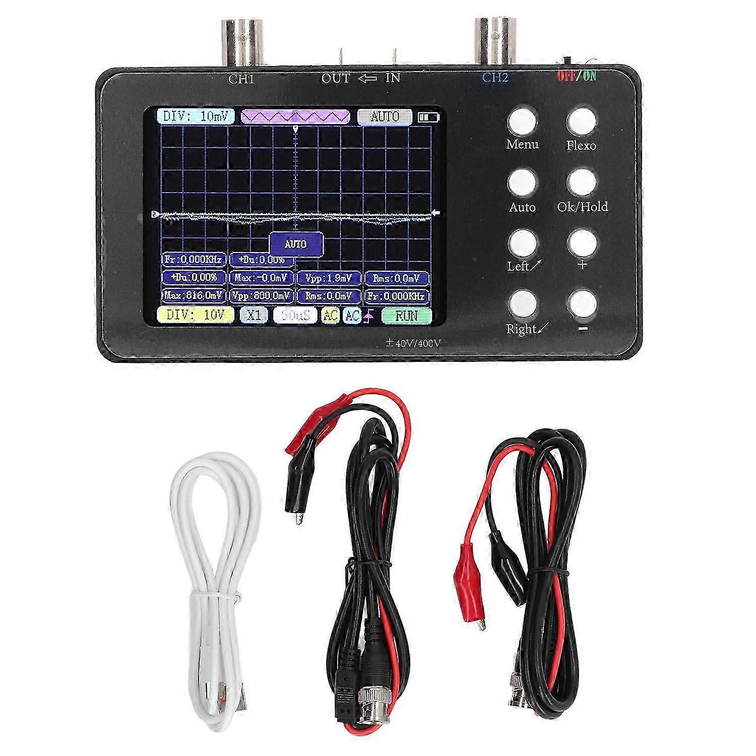Digital Oscilloscope 2 Channel Portable Signal Generator 2Mhz Bandwidth 50M Sampling Rate 3.2in LCD