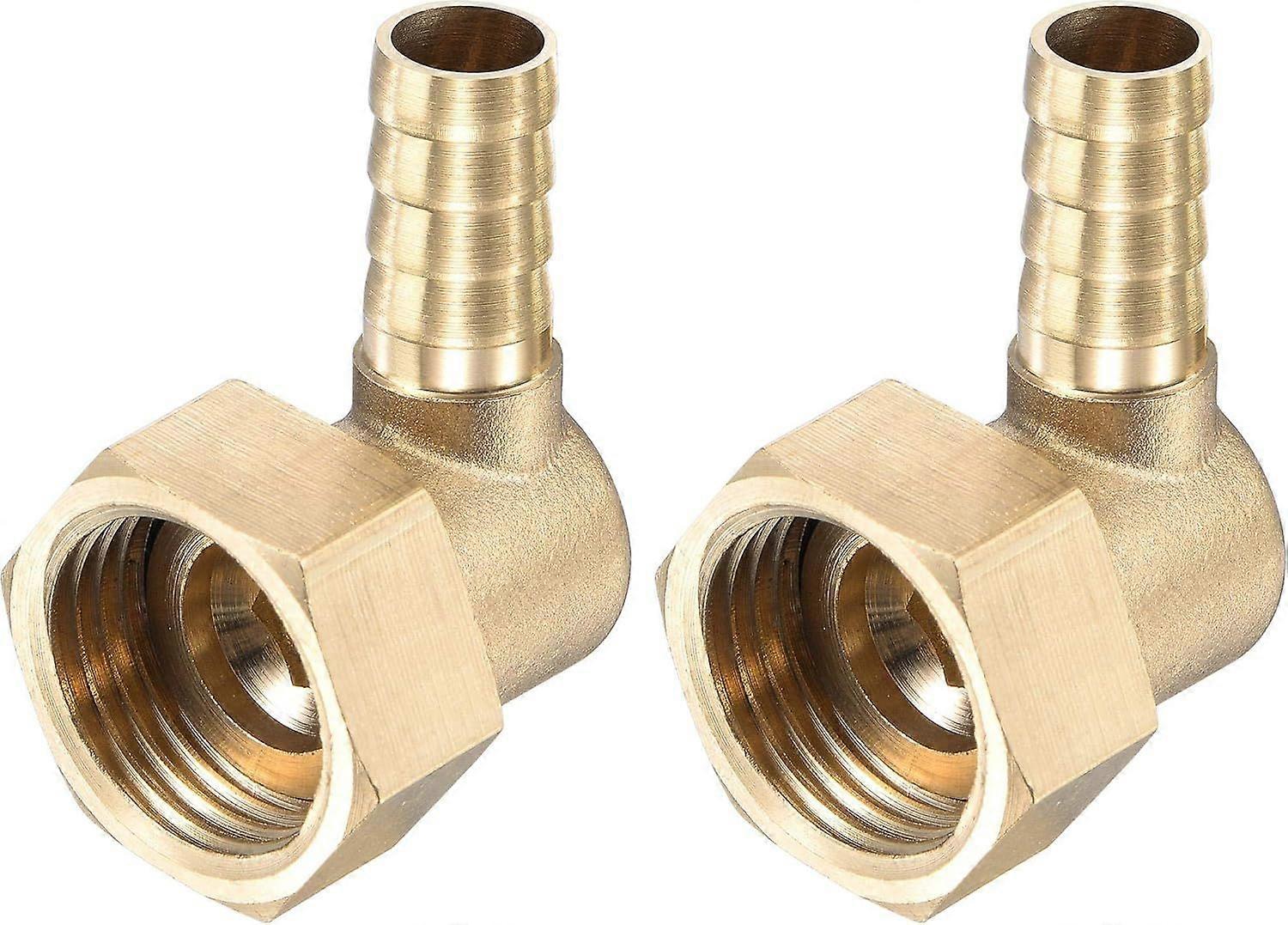 Pack of 2 Brass Hose Barb Fitting Elbow 10mm x G1/2 Female Pipe Connector with Swivel Nut for Water Fuel Air