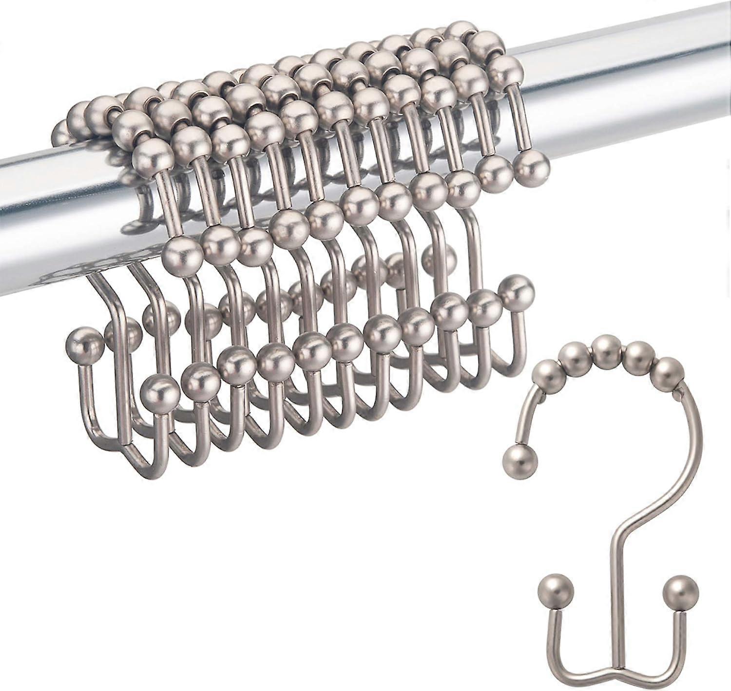 Shower Curtain Hooks, Rustproof, Nickel Plated