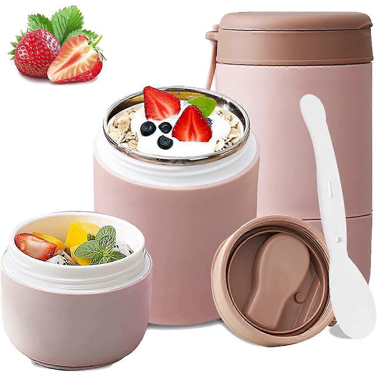 Lunchbox cereal mug 800 ml, thermo container, double layer cereal mug, portable, insulated