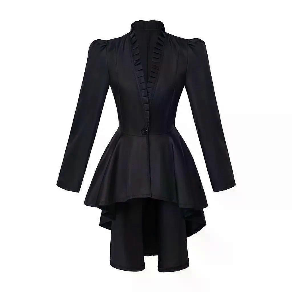 女性用スチームパンクビクトリア朝のジャケット中世のルネッサンスヴィンテージゴシックテールコート長袖タキシードコートトップ