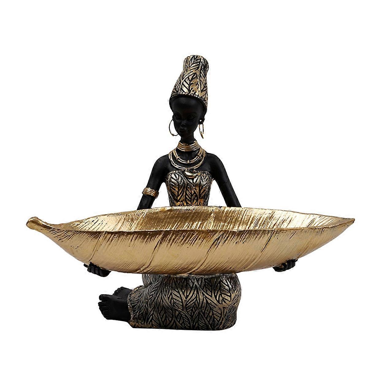 Black Woman Resin Tray - Luxury Home Decor for Living Room Candy Holder Container Table Decoration F