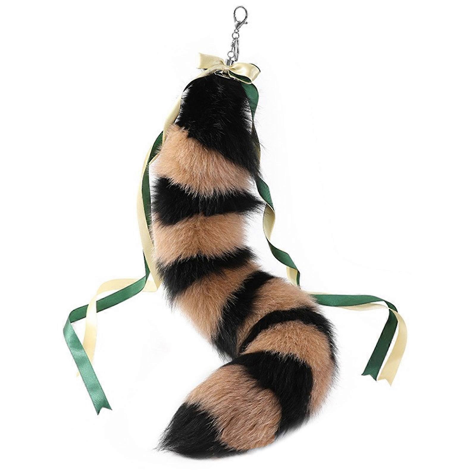 Plush Tail Charm Keychain 70cm Animal Tail Pendant with Ribbon Key Holder Bag Charm Keychain Decoration Keyring Pendant