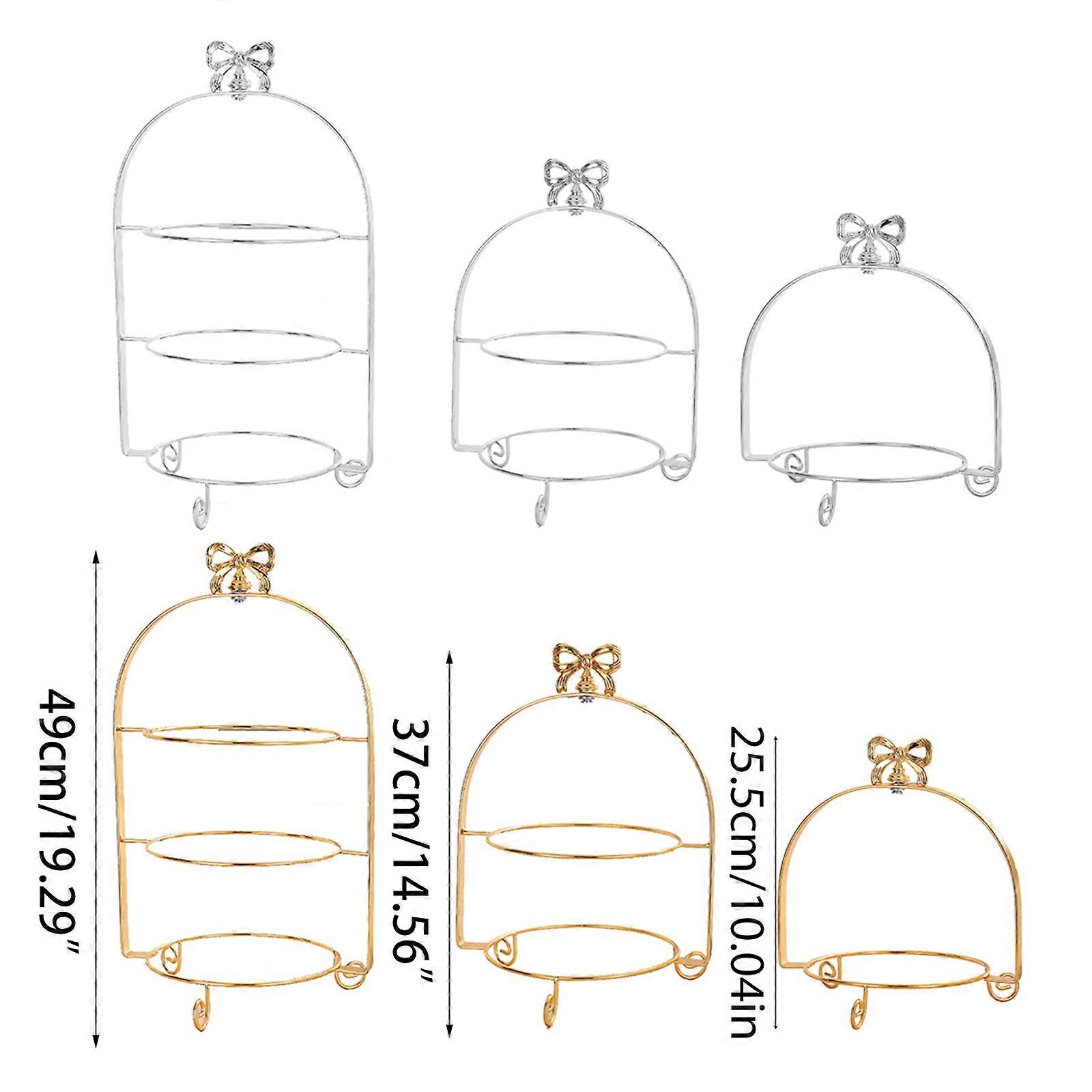 Cake Stand Wrought Iron Gold/Silver Dessert Display Stand Table Decoration Multi-Layer Cake Rack Holder Metal Rack silver