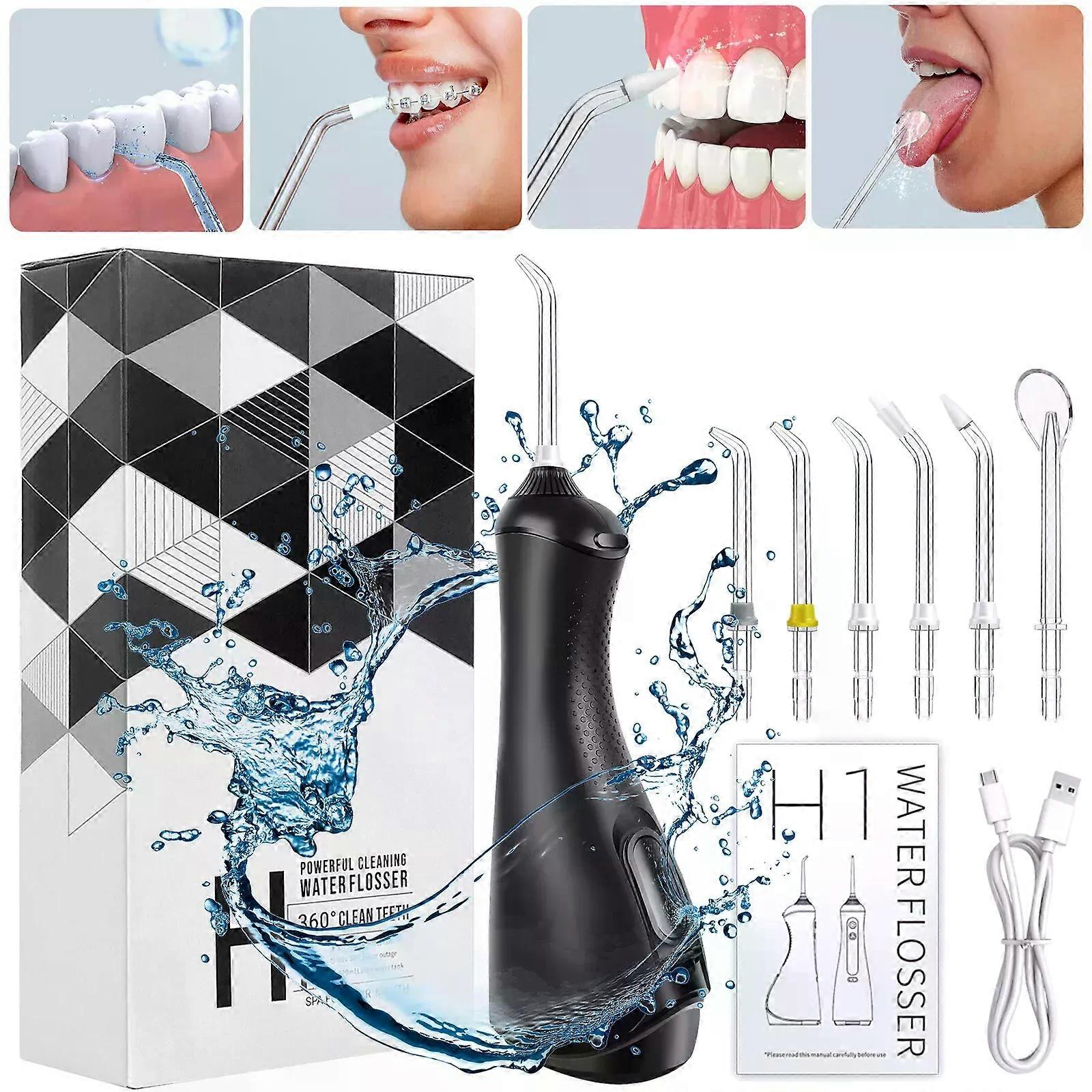 VickyHome Cordless Dental Water Flosser 320ML Oral Irrigator, 6 Jet Nozzles 3 Scaler Modes, Travel Rechargeable Portable Flosser