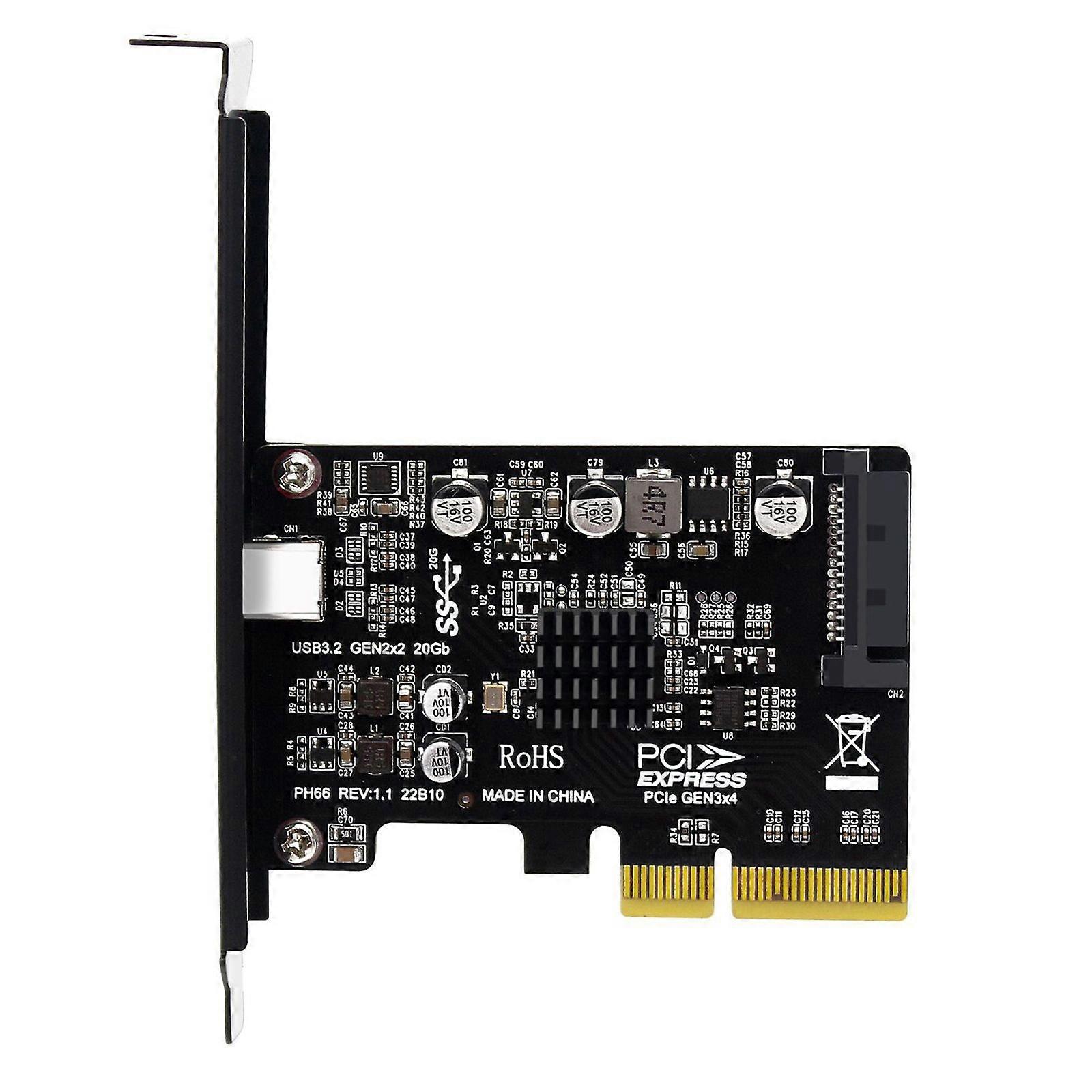 USB 3.2 PCI for Express Expansion Card PCI-E 4X to USB3.2 Gen2 X2 Type-C 20Gbps