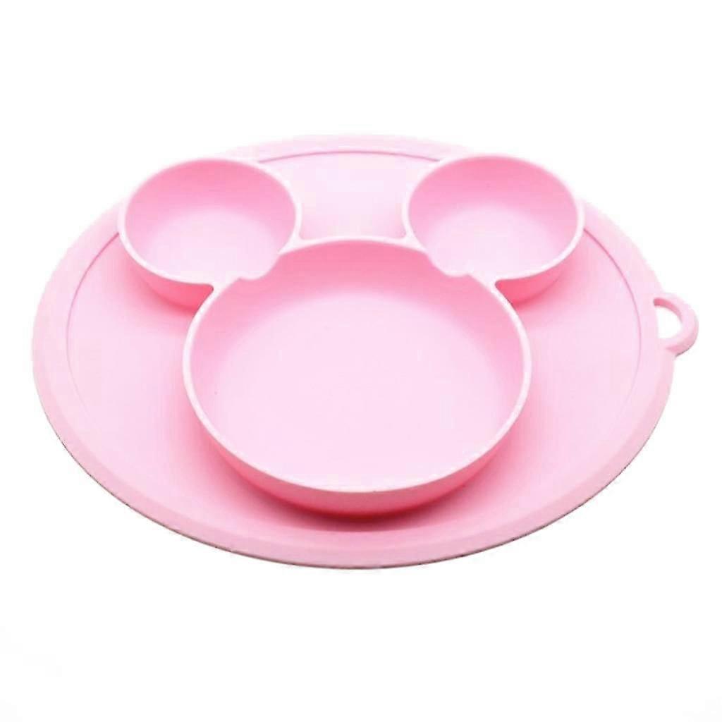 الأطفال سيليكون طبق وعاء مع شفط كوب تغذية أطباق أدوات المائدة الغذاء حاوية لوحة للأطفال حصيرة المائدة ، وردي