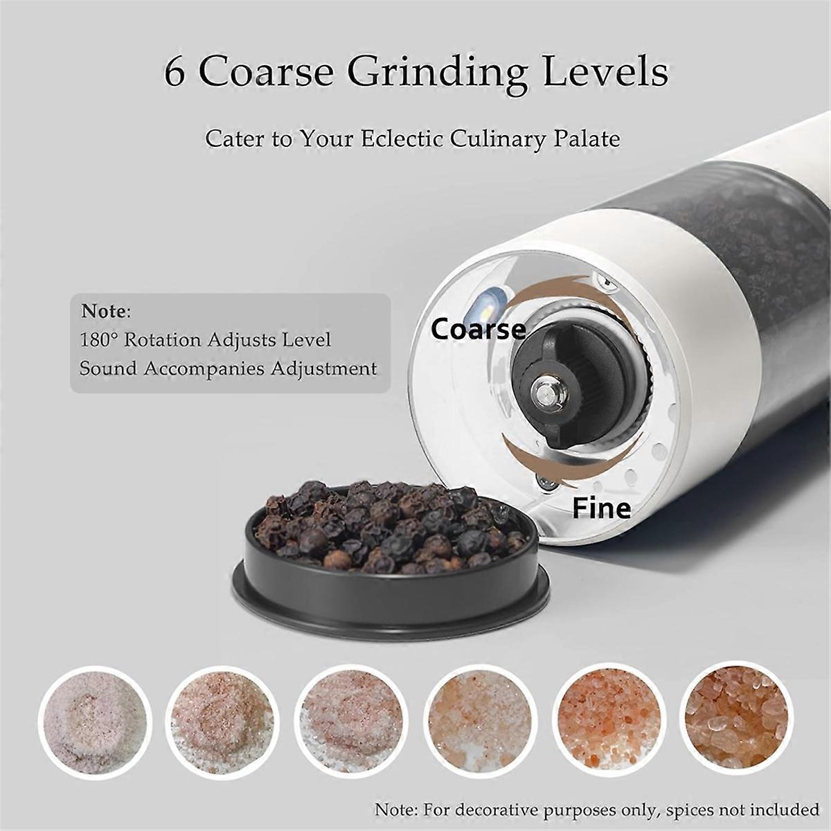 2 Packs Electric Salt and Pepper Grinder Set, USB Rechargeable