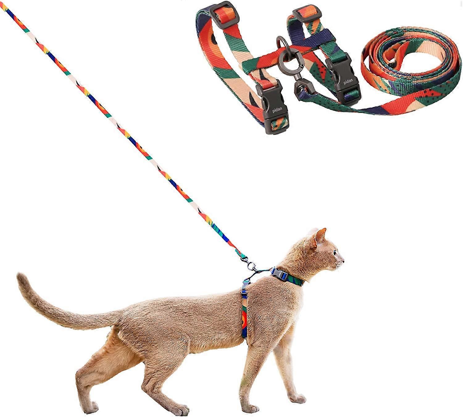 Cat Harness and Leash Set, Adjustable Escape Proof Cat Harness for Kittens, Multicolor, Medium Size, Durable Material