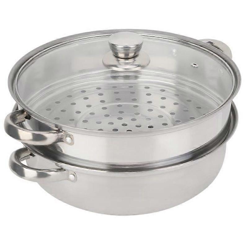 Stainless Steel Steamer 2 Tier Steamer Pot Set with Glass Lid Convenient Handle