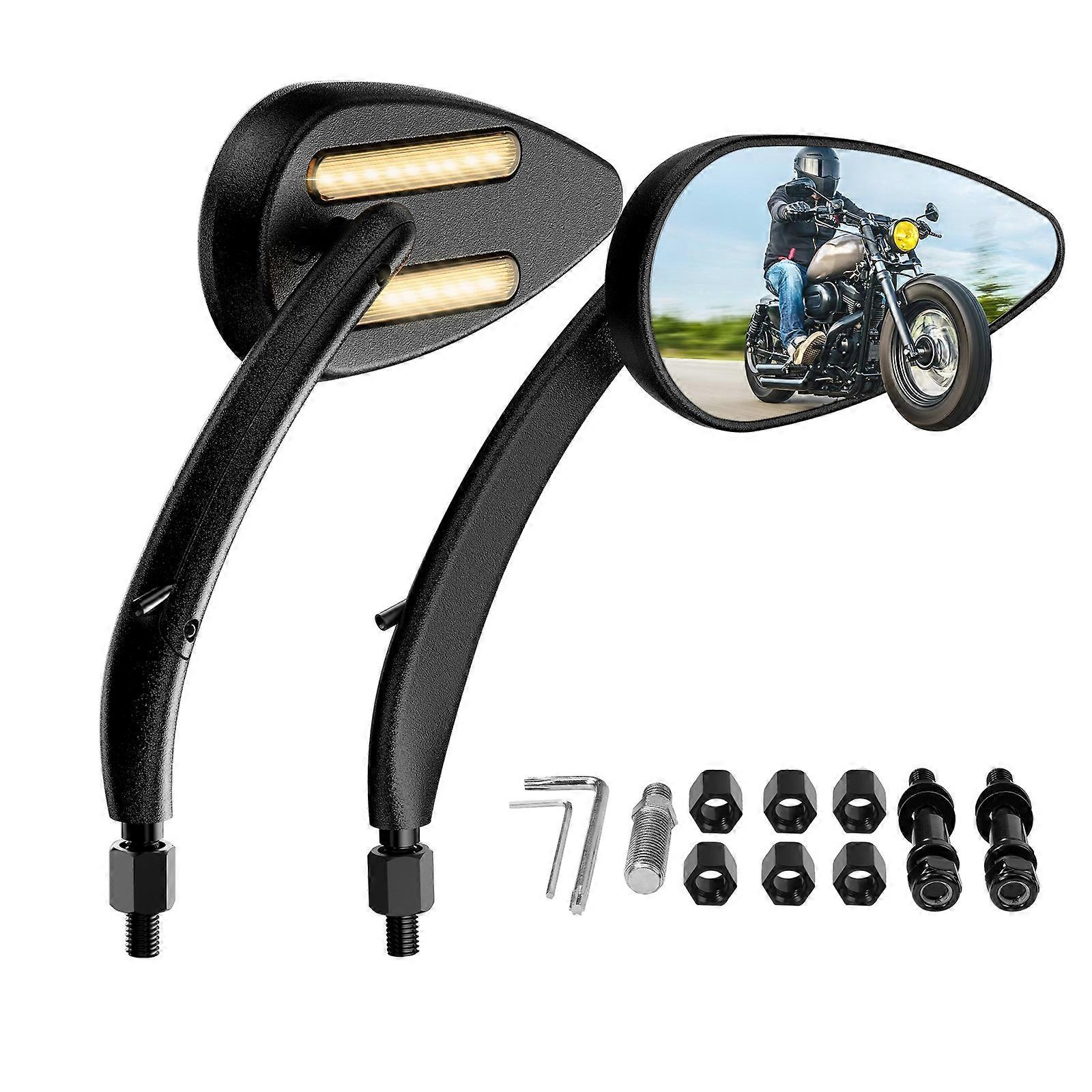 FLYQUICK Motorcycle LED Rearview Mirror With Light