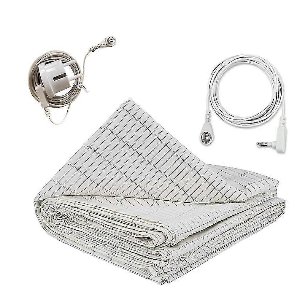 27x52Inch Grounding Sheet Conductive Silver Fiber Material EU PLUG