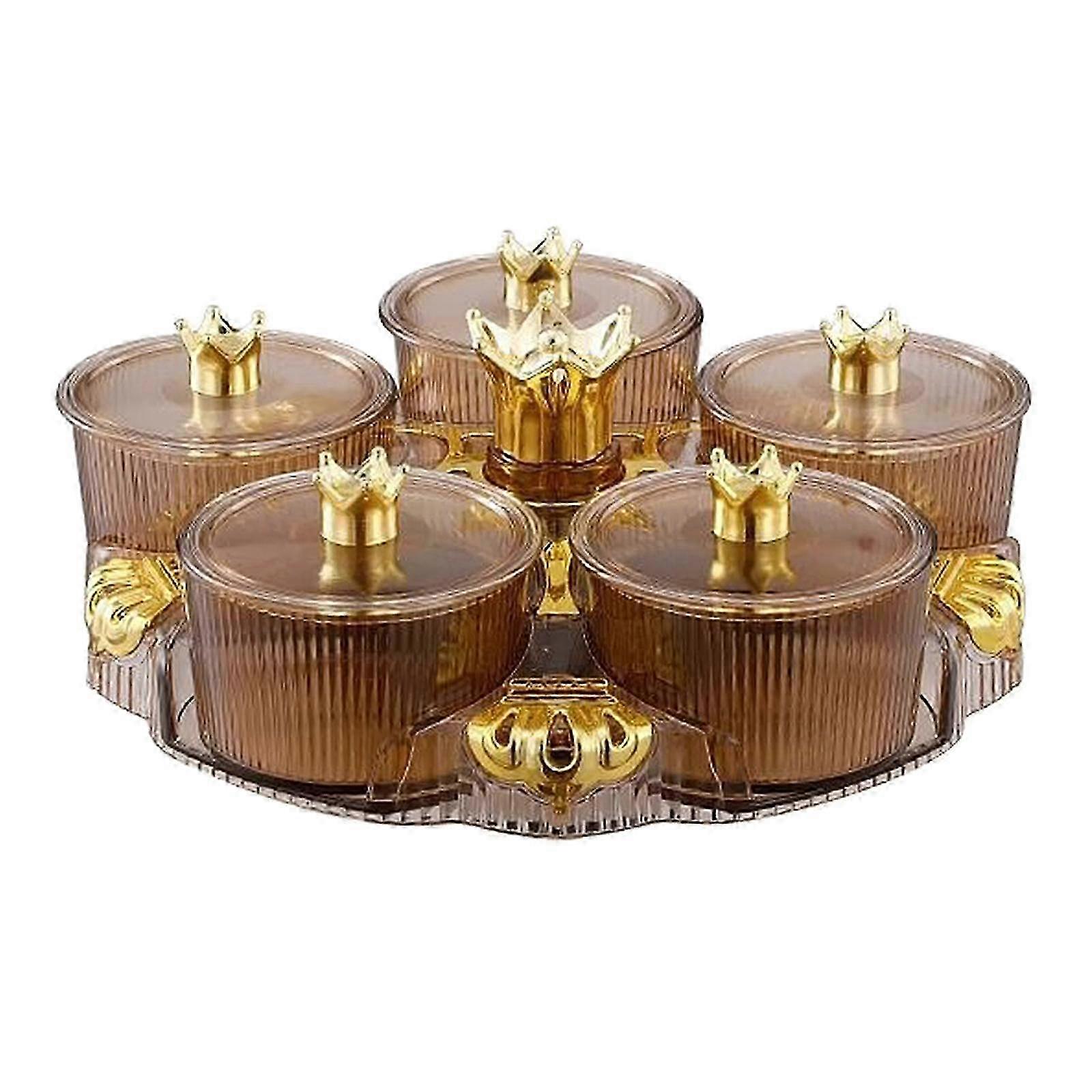 5-Compartment Rotating Serving Tray, Snack Platter for Candy, Nuts, Cookies, Portable Party Dining Table Centerpiece Organizer