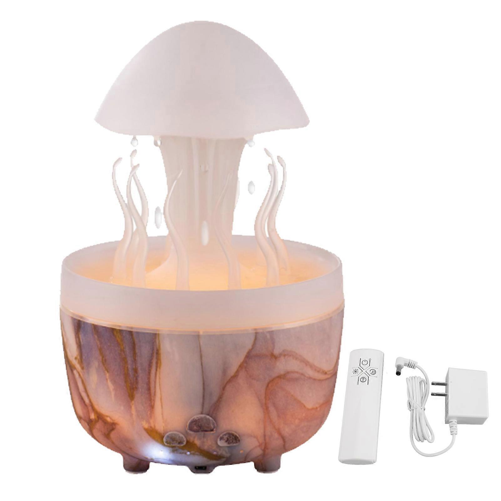Mushroom Rotating Raindrop Humidifier 300ml Aromatherapy Essential Oil Diffuser with 7 Color Night Light Timer Remote Control for Bedside