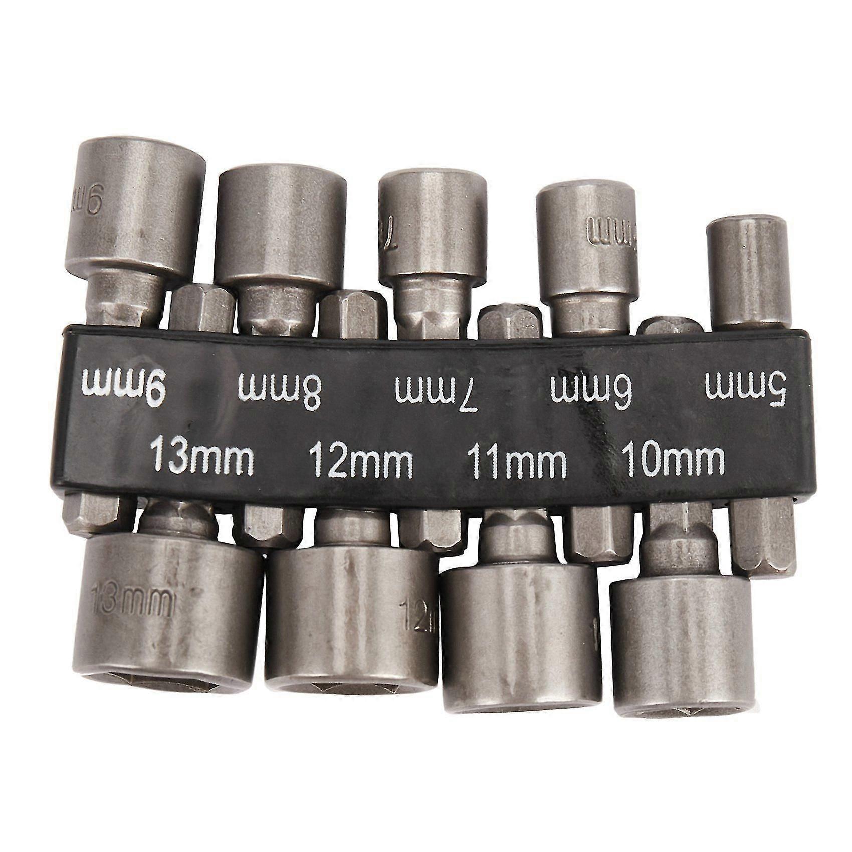 9pcs/set 5mm-13mm 1/4inch Diy Hex Shank Socket Sleeve Nozzles Nut Driver Bit Set Drill Bit Adapter