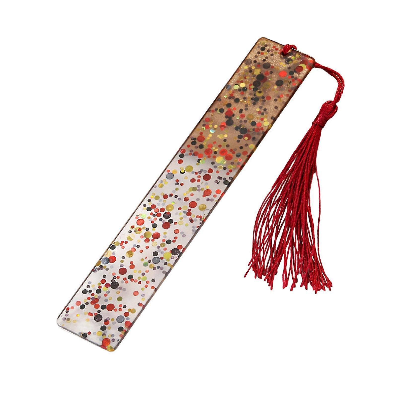 Decorative Bookmarks with Tassels Acrylic Bookmarks Rectangular Bookmarks Creative Page Marker Reading Supplies  Red