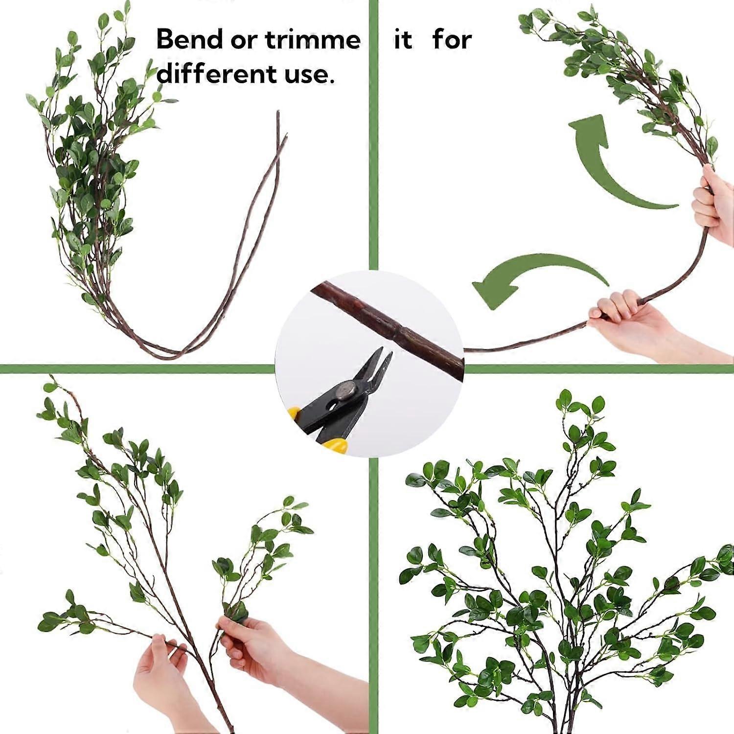 4 Pcs 27" Artificial Green Branches Faux Twigs Tree Stems for Home Decor and Vase Fillers - Realistic Look