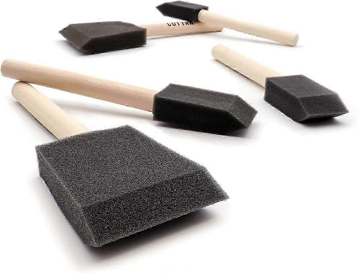 Foam brush for applying stains, paints, stains, varnishes and oils to wood. Set of four.