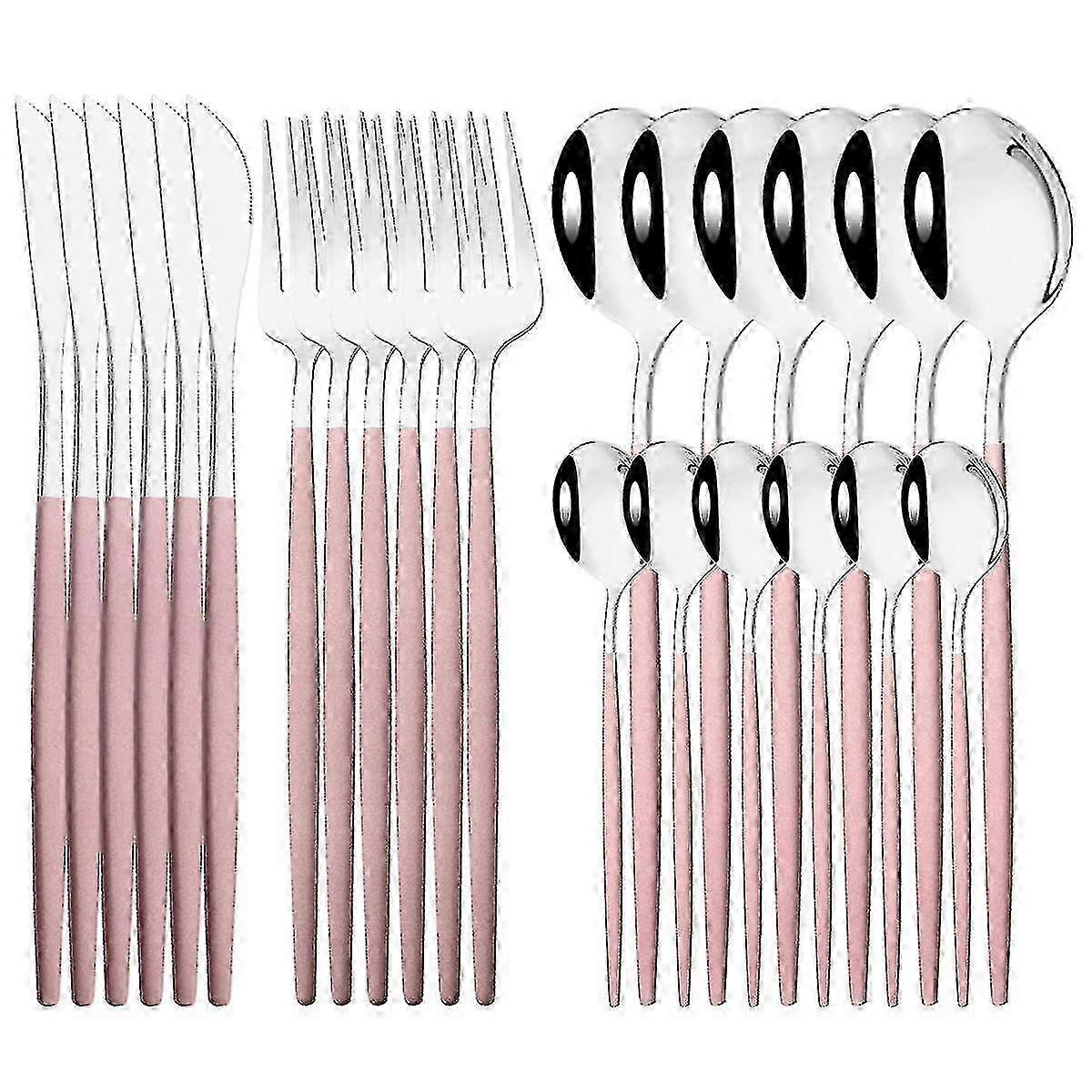 24pcs Dinnerware Set Stainless Steel e Set Knife Fork Spoon Flatware Set Dishwasher Safe Silverware Cutlery Set