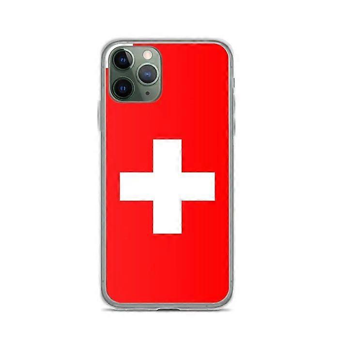 iPhone Case - iPhone 11 Pro - Swiss Flag - Flexible - Multicolored - Transparent Silicone