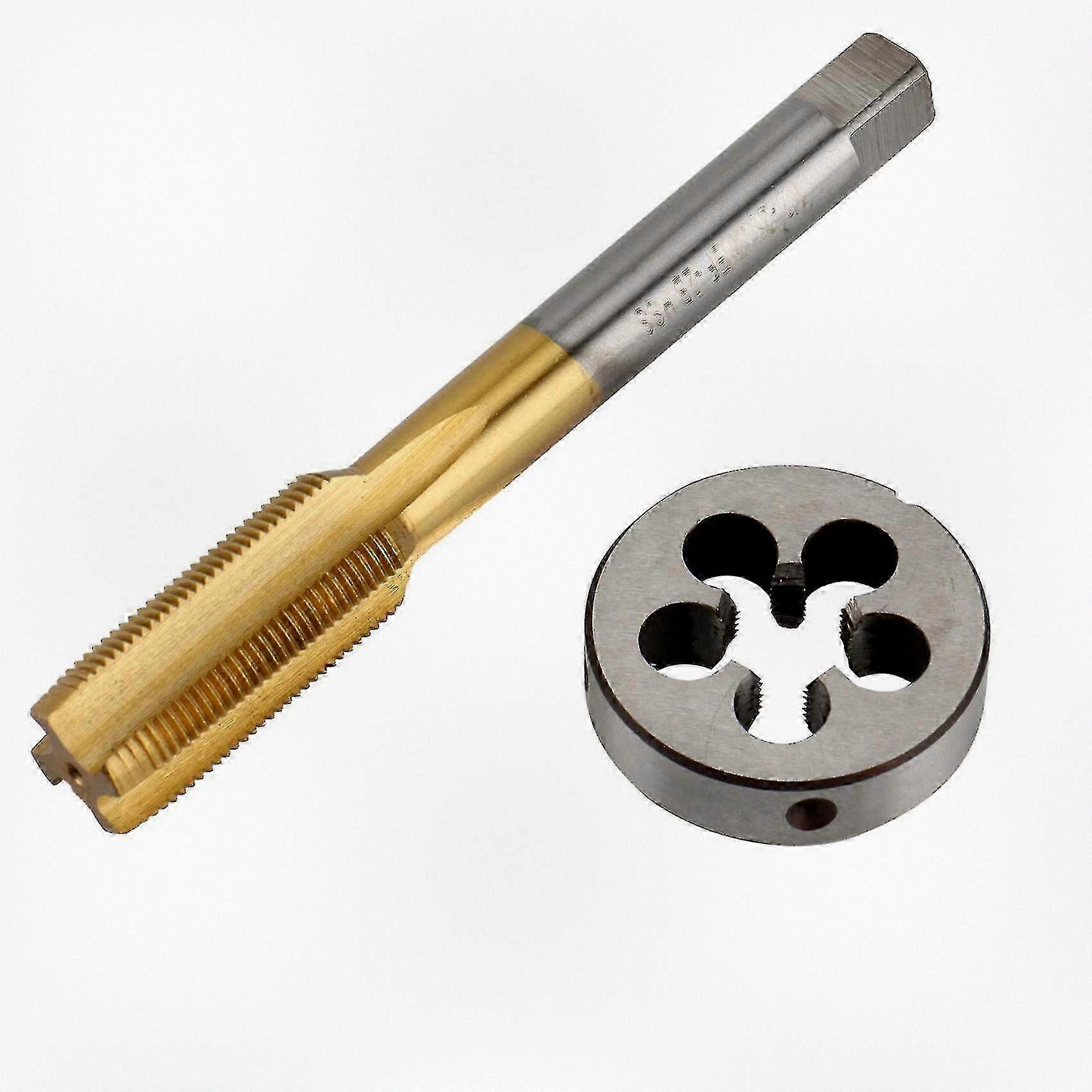 High Hardness Unf 1/2 -28 Hss Titanium Coated Tap & Round Die Set Thread Tool For Mold Machining-Compatible with Various Brands