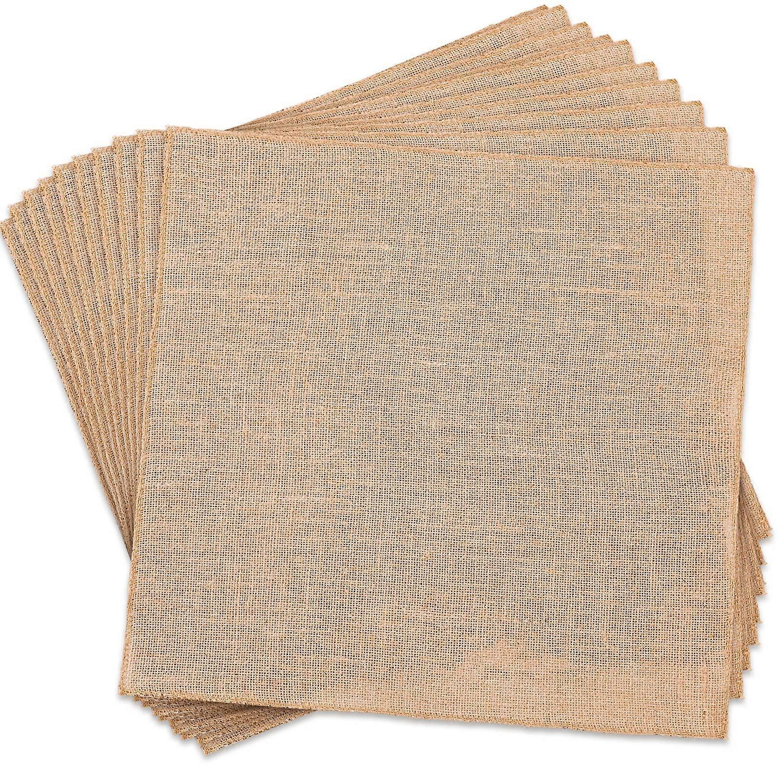 10 Pcs 20 x 20'' Burlap Squares Fabric for Farmhouse, Crafts, Weddings Decor